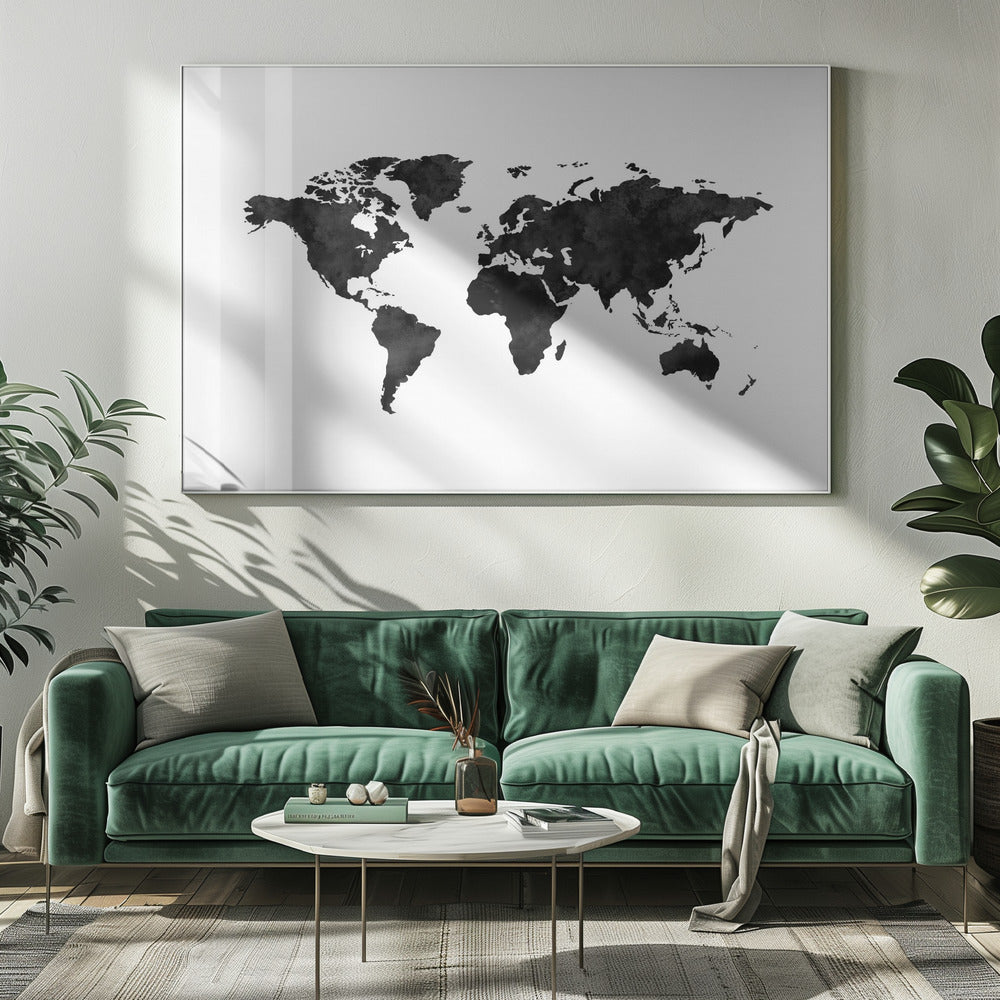 Inktwereldkaart | Canvas