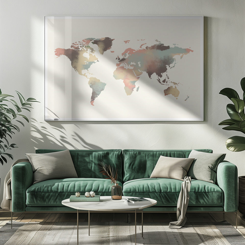 Aquarel Wereldkaart | Canvas