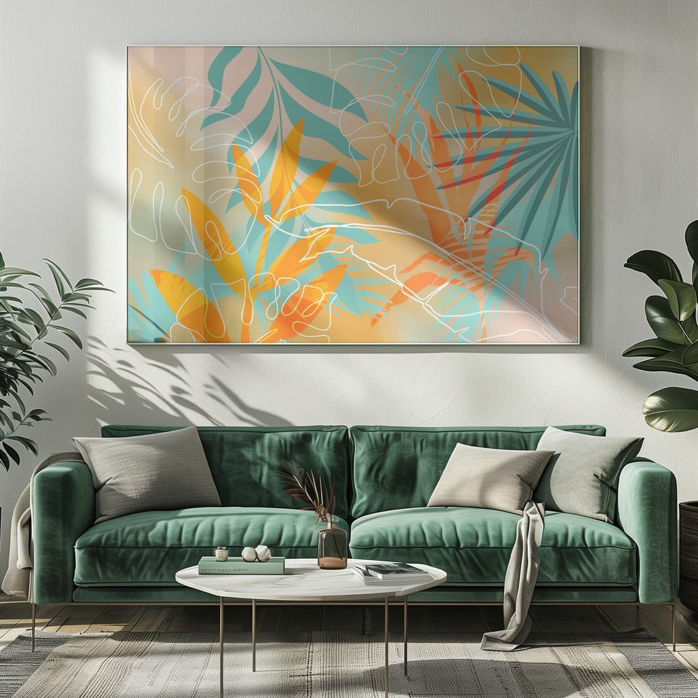 Tropische zomer oranje turquoise | Canvas
