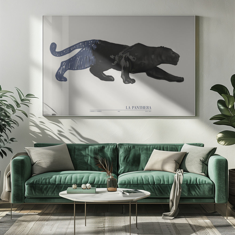 La Panthera (blauw) | Canvas