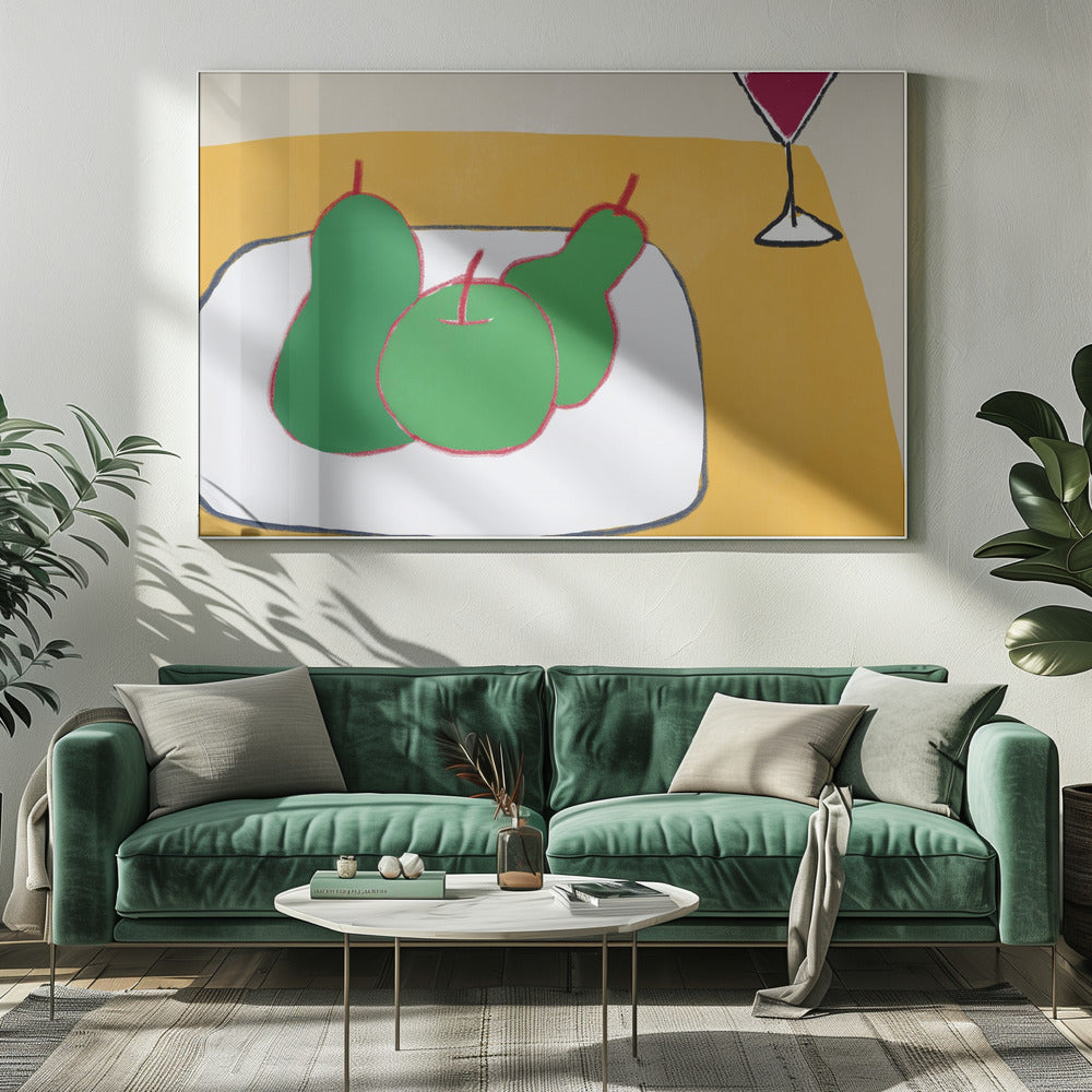 Groene peren op tafel | Canvas