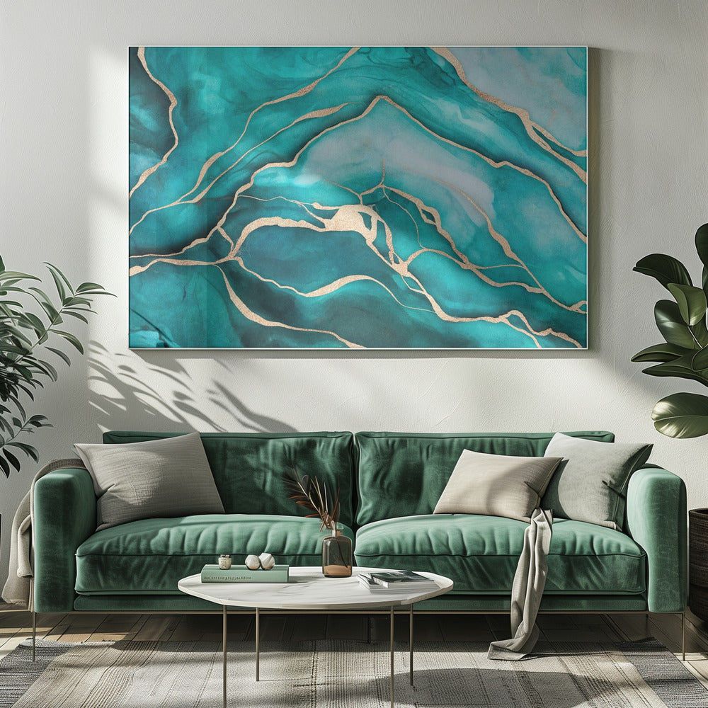 Turquoise Teal Marble Glam | Canvas
