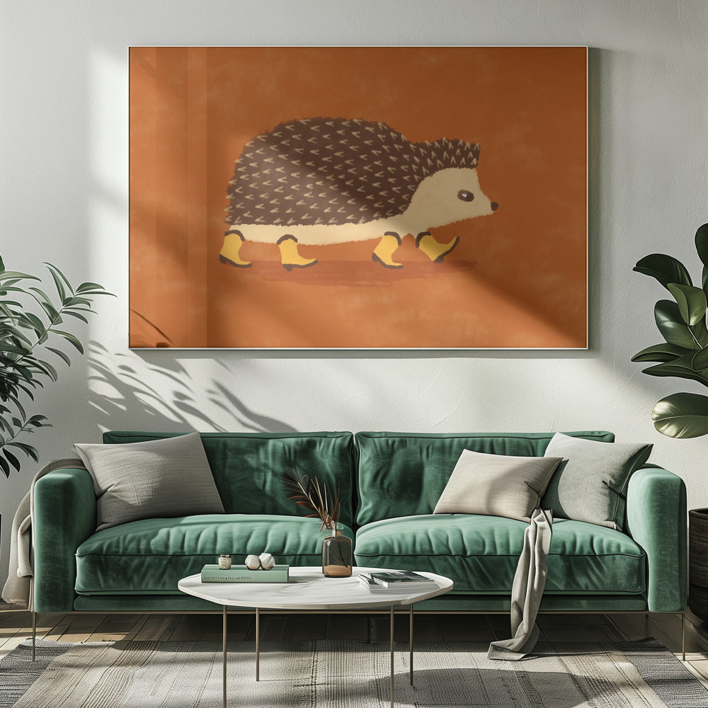 Sonny de egel rent in cowboylaarzen | Canvas