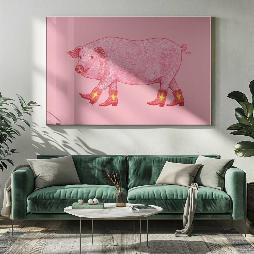 Marjorie het Cowgirl Varken | Canvas