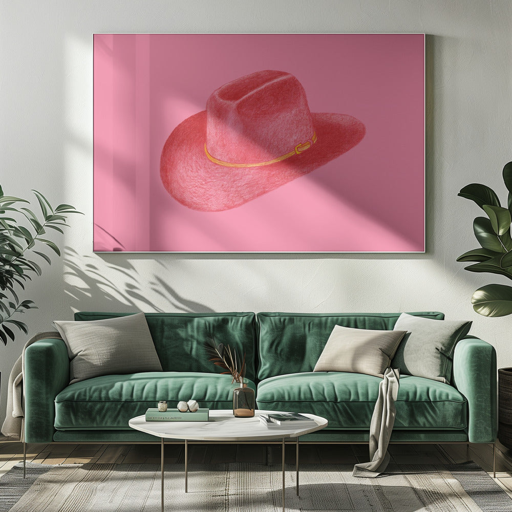 Rode Stetson op roze | Canvas