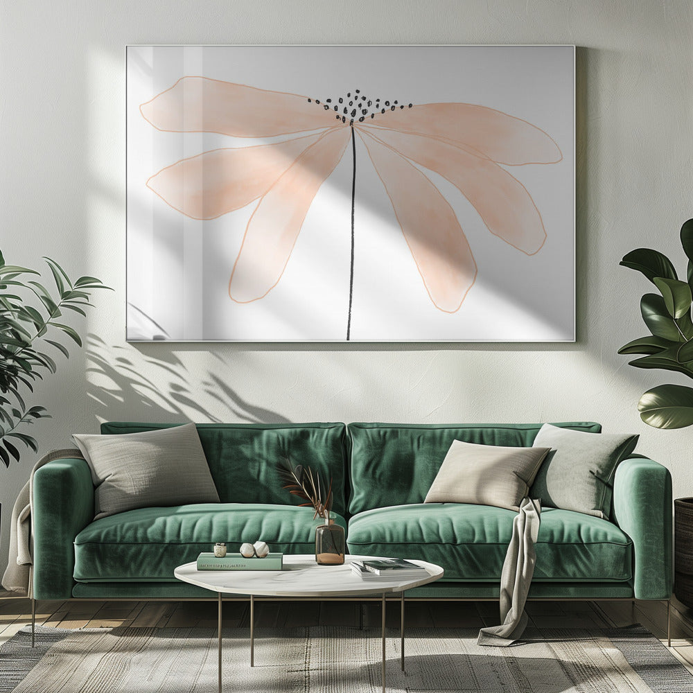 Delicate perzikkleurige bloem met bloemblaadjes | Canvas