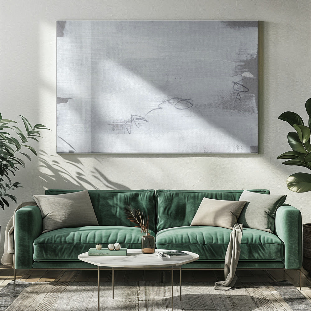 Abstracte witte penseelstreken | Canvas