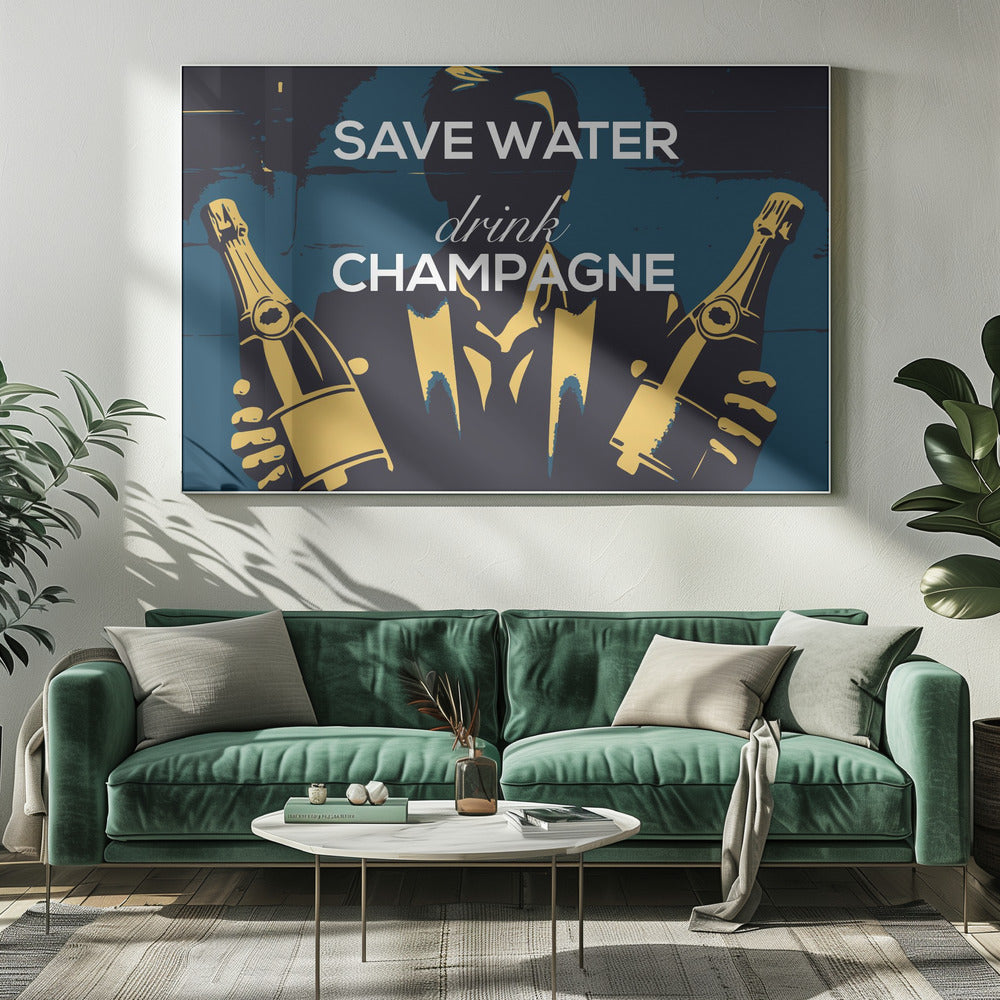 Bespaar water - Drink champagne | Canvas