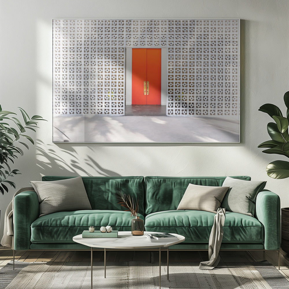 Parker Orange Deuren en Breezeblock Muur | Canvas