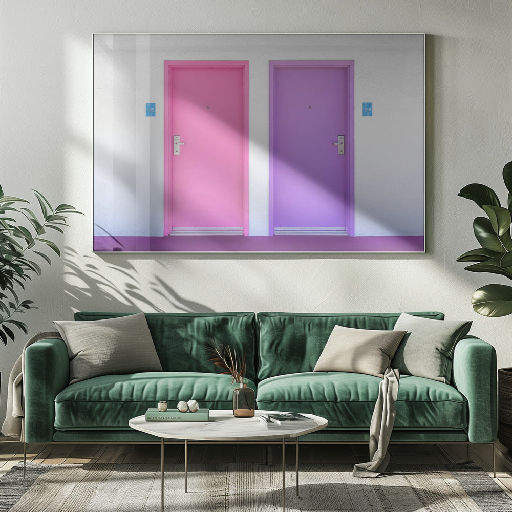 Roze en paarse deuren bij de Saguaro | Canvas