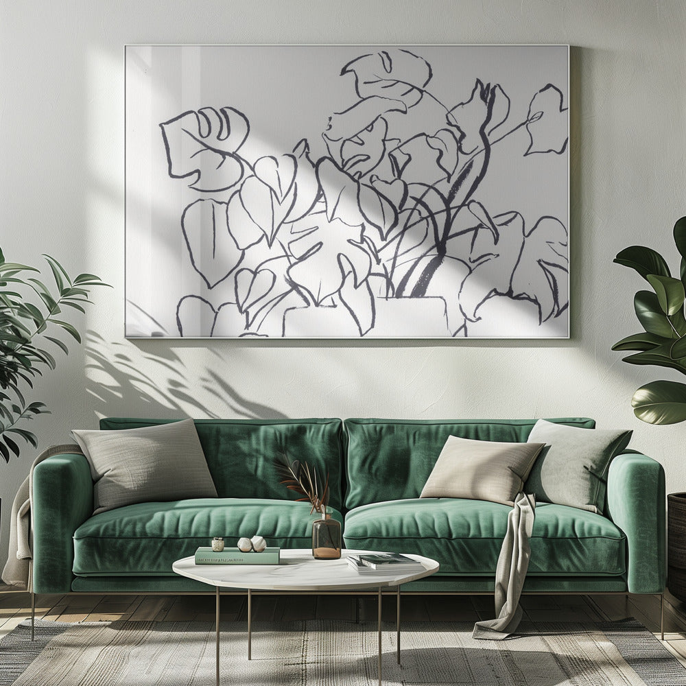 Zwart-witte Monstera Klein | Canvas