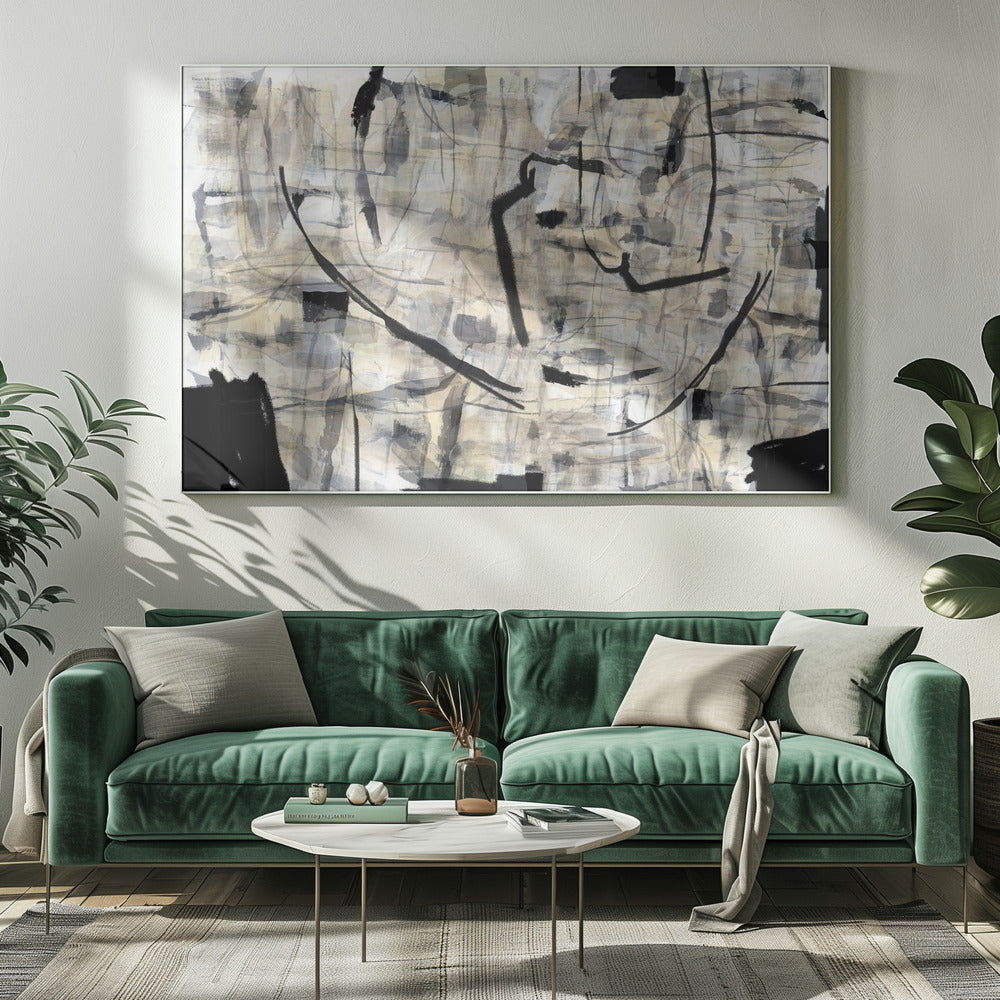 Black and White Textured Shapes 1 | Canvas
