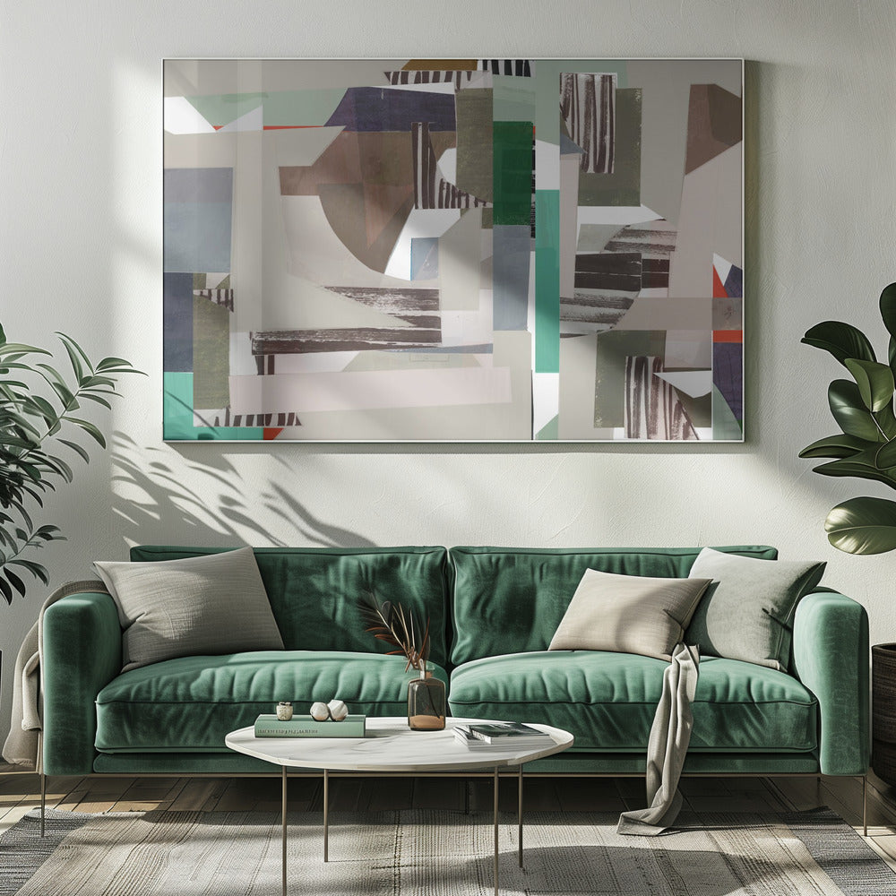 Mint and Blue Hues Abstract Hardedge 4 | Canvas