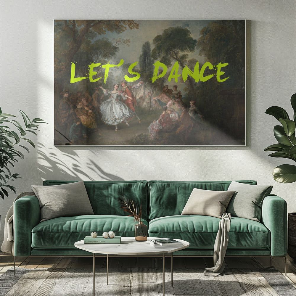 Laten we dansen neon geel vintage maximalistische kunst | Canvas
