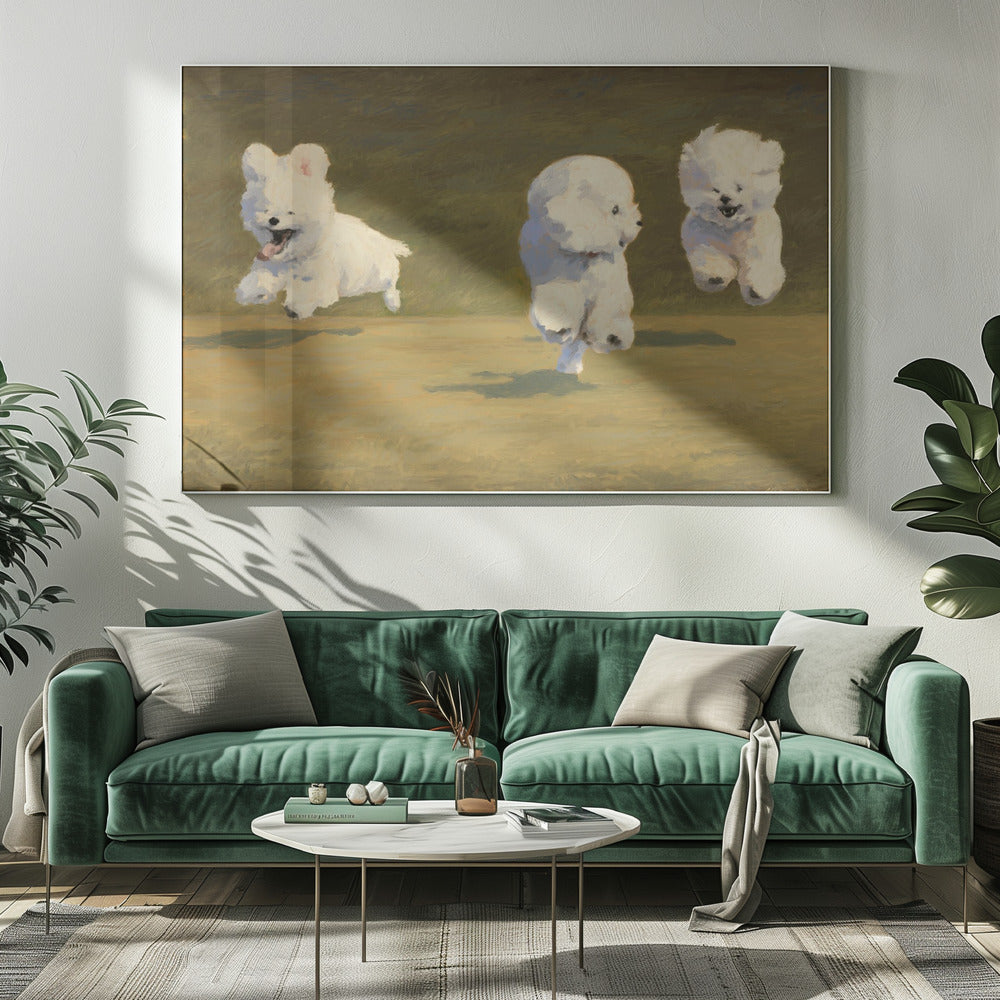 Drie rennende honden | Canvas