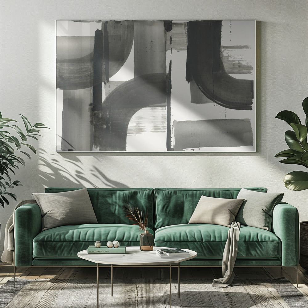 Monochroom Abstract Zwarte Vormen 3 | Canvas