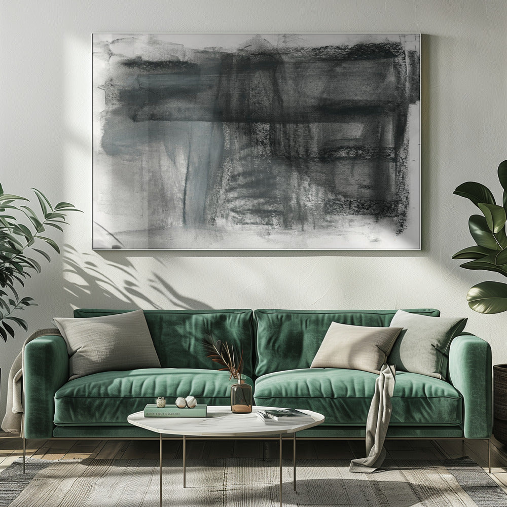 Abstract Houtskool Monochroom 1 | Canvas