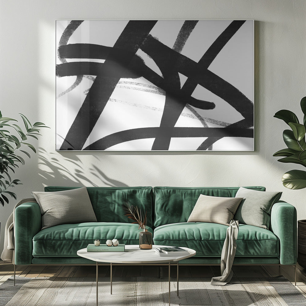 Gedurfde zwarte penseelstreken | Canvas
