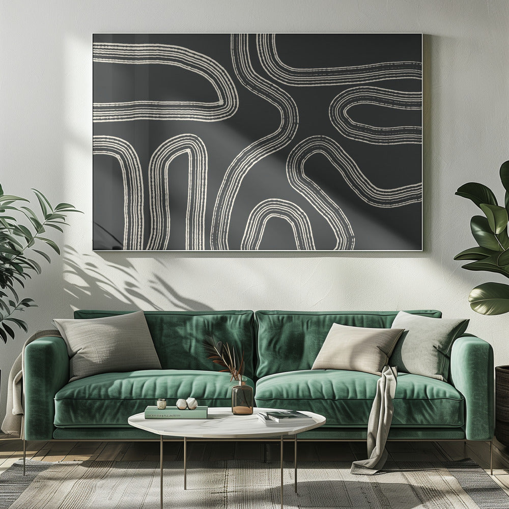 Zwart-witte lijnpatronen | Canvas