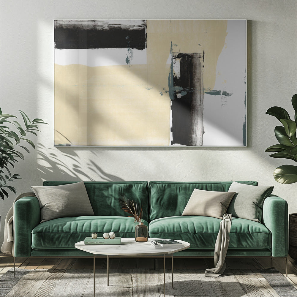 Neutrale & Zwarte Kunstdruk Nr. 2 | Canvas