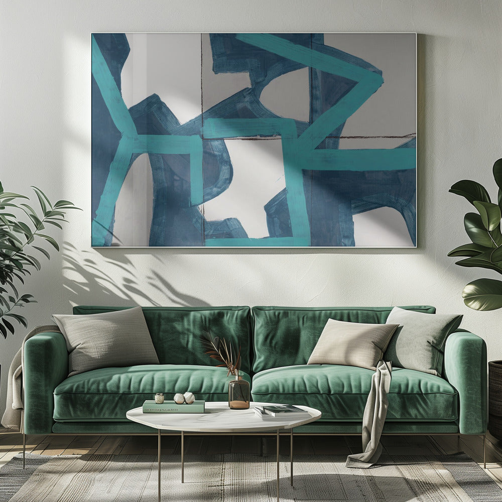 Metrisch blauw abstract kunstdruk | Canvas