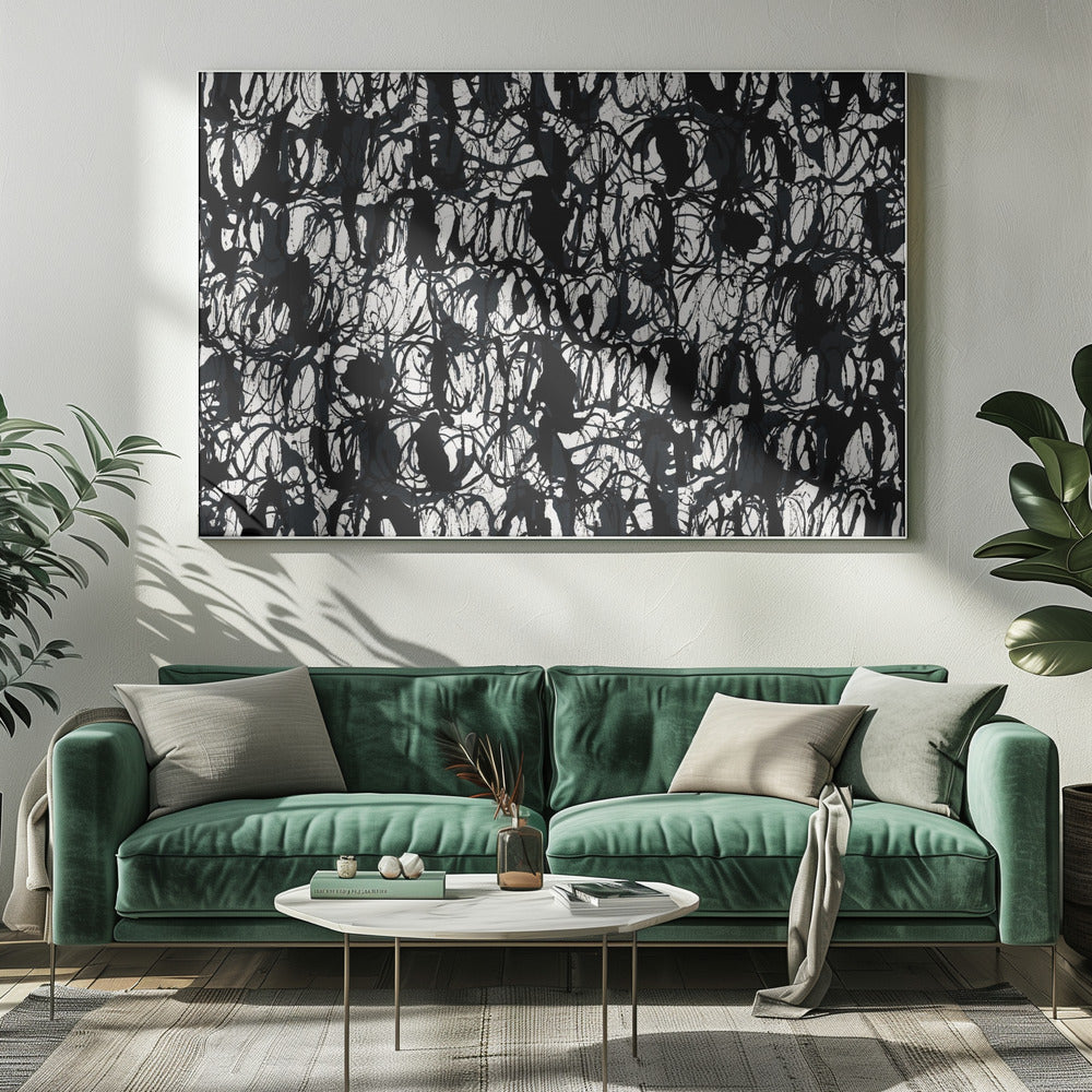 Abstracte inktwervelingen zwart 2 | Canvas