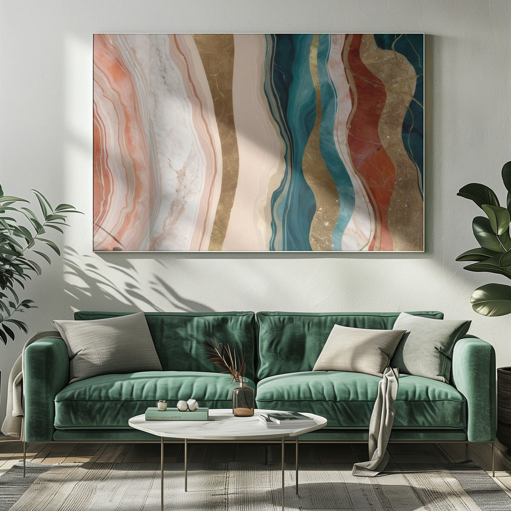 Marmerpatronen met levendige aardtinten | Canvas