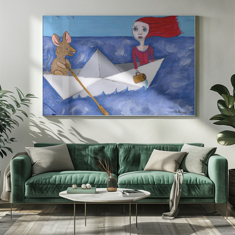 Ga niet met een rat in een papieren bootje op pad. | Canvas