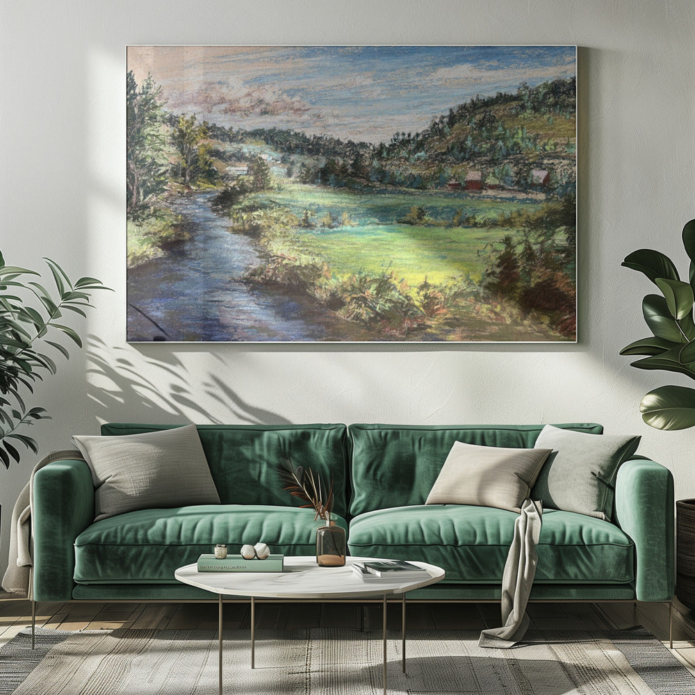 Serene riviervallei | Canvas