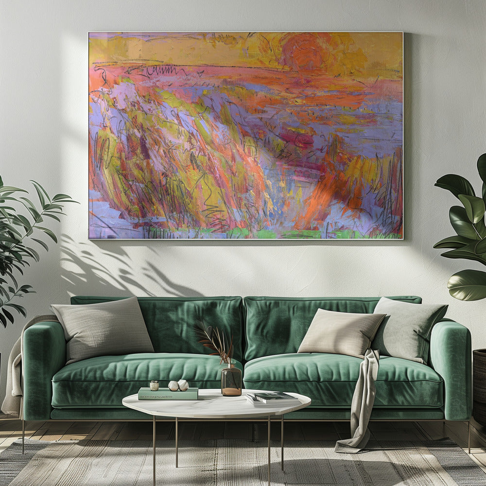 Levendige gele horizon | Canvas