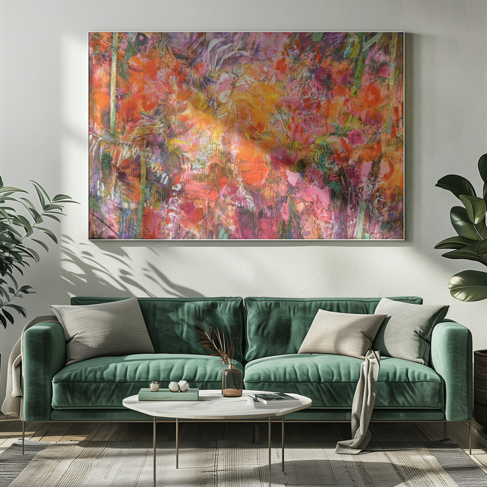 Levendig flora wandtapijt | Canvas