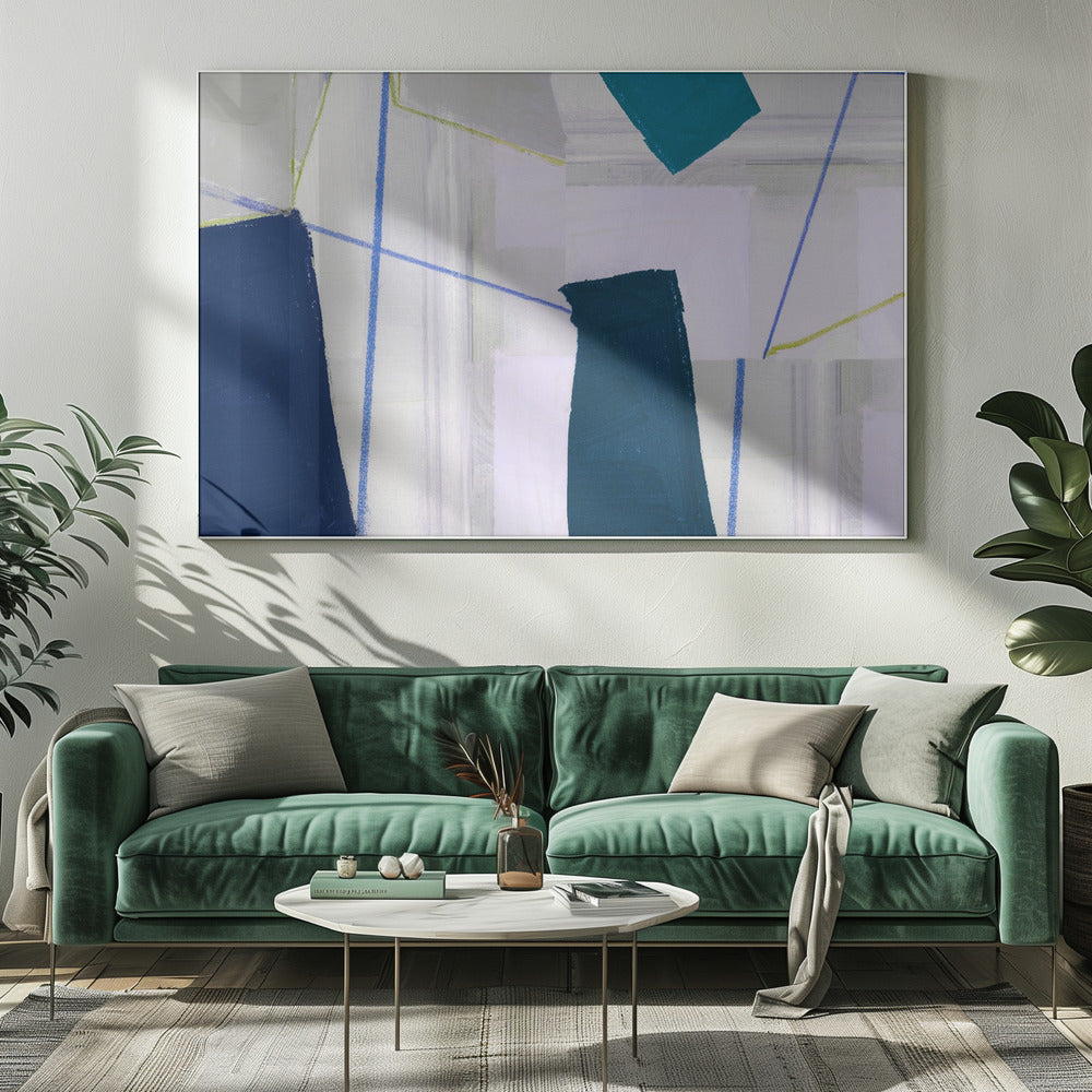 Abstracte compositie in blauw 2 | Canvas