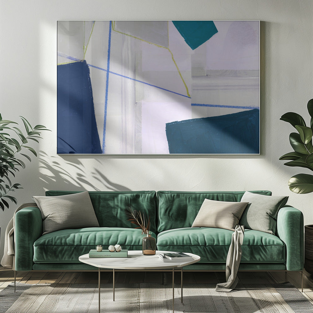 Abstracte compositie in blauw 1 | Canvas