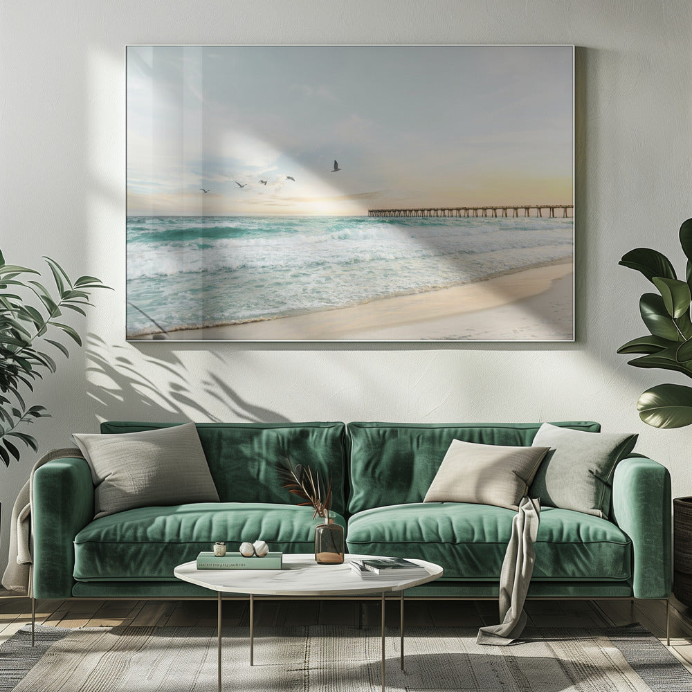 Vogels bij de pier | Canvas