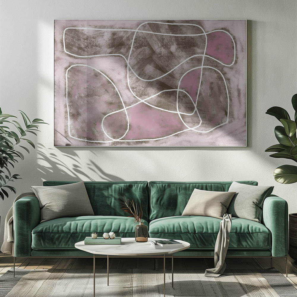 Pastelroze lijntekening | Canvas