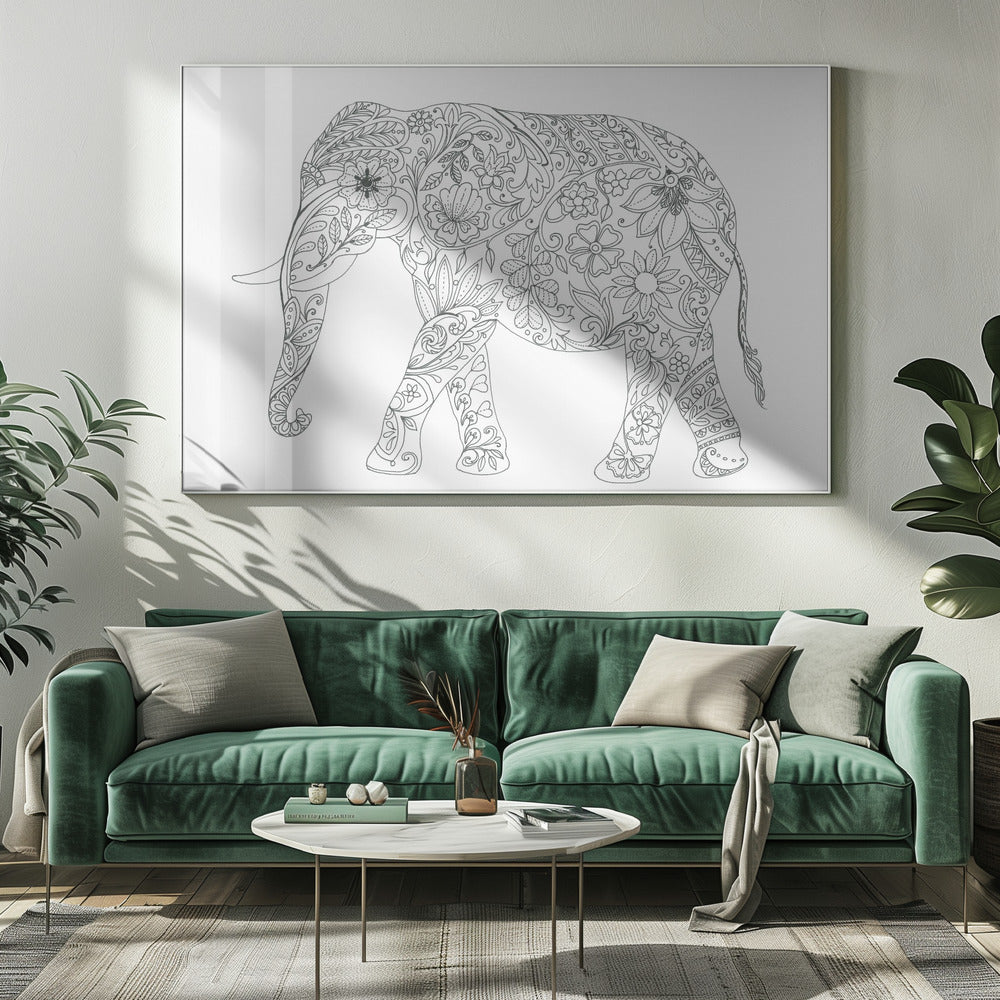 Bloemenolifant | Canvas