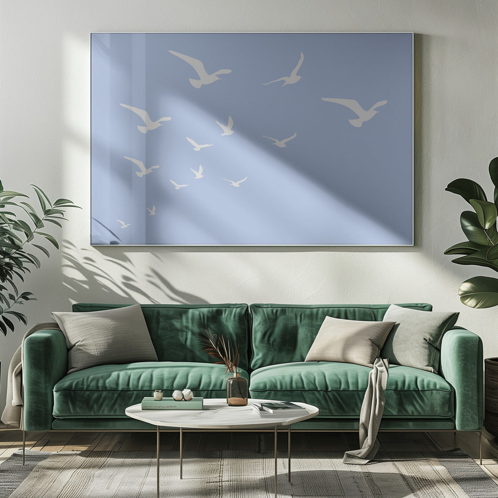 Meeuwen Blauwe Achtergrond | Canvas