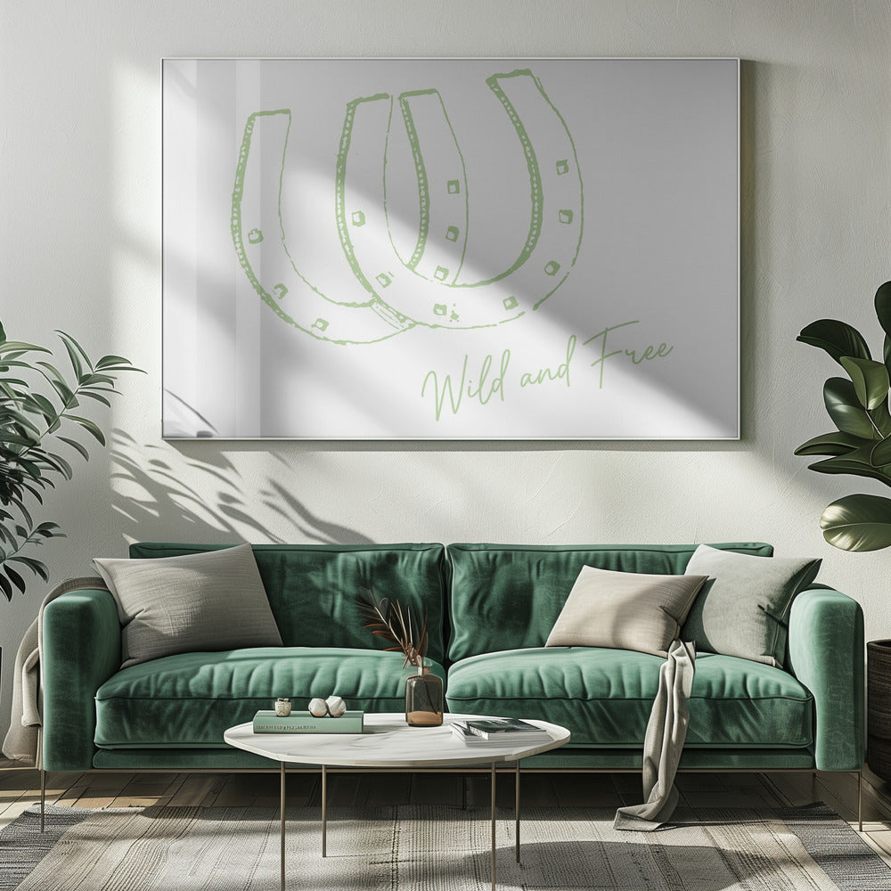 Hoefijzer Wild en Vrij Saliegroen | Canvas