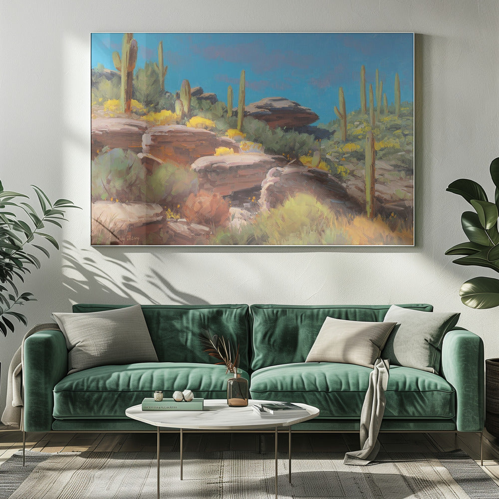 Bloeiende woestijnscène | Canvas