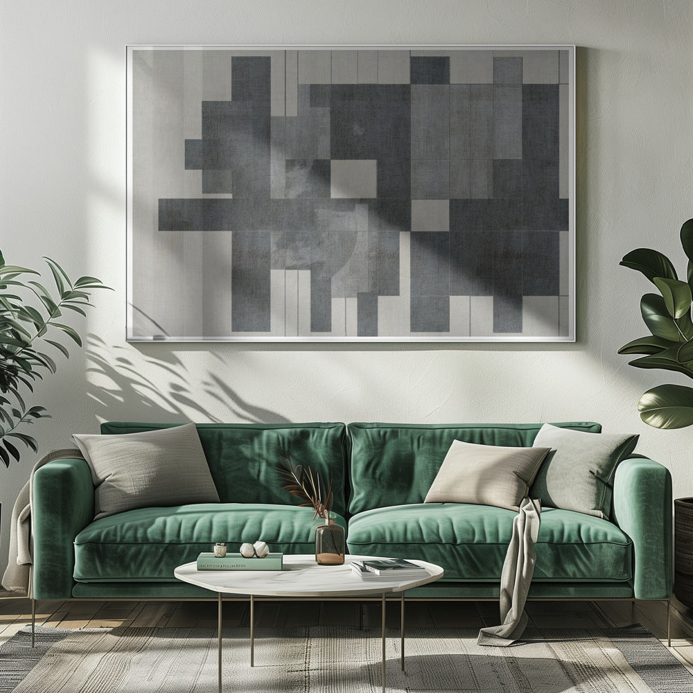 Mid-Century Modern Compositie in Grijstinten | Canvas