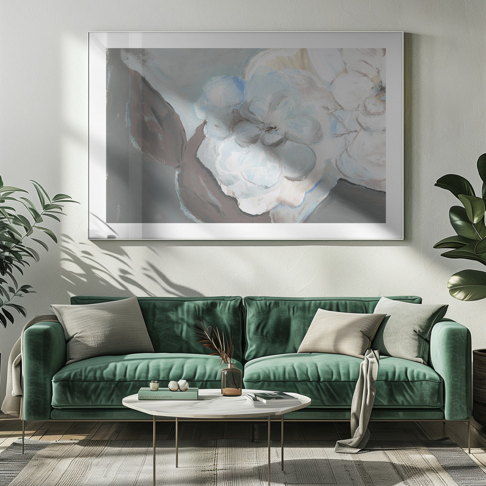 Witte bloemblaadjes en schaduwen | Canvas