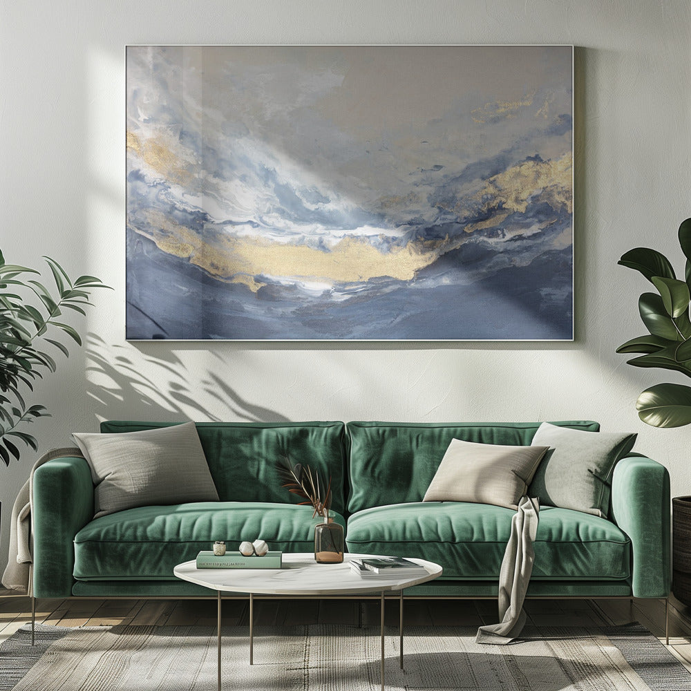 Gouden Horizon Golven | Canvas