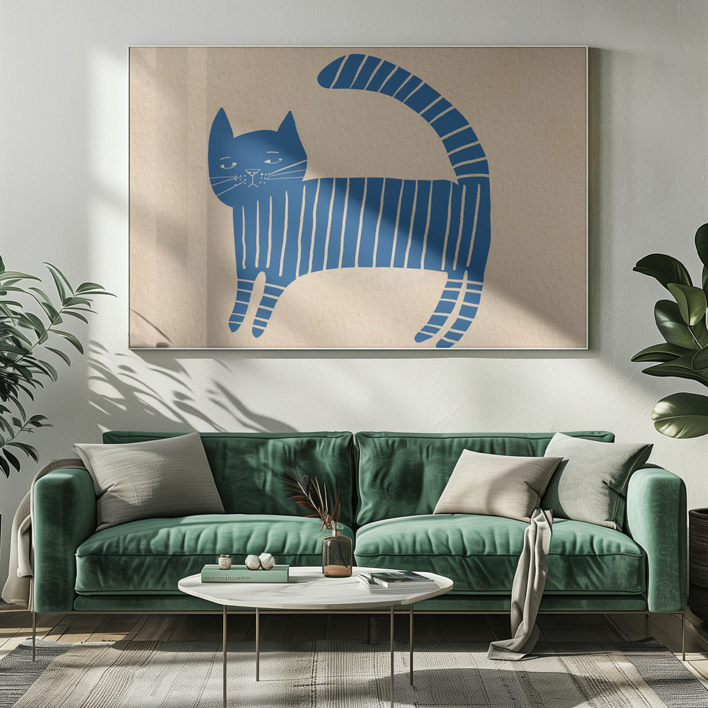Blauwe kattenkamer | Canvas