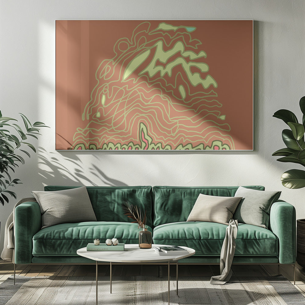Lijntekening Roestbruin | Canvas