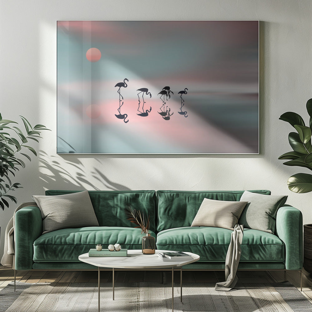 Familie flamingo's. | Canvas
