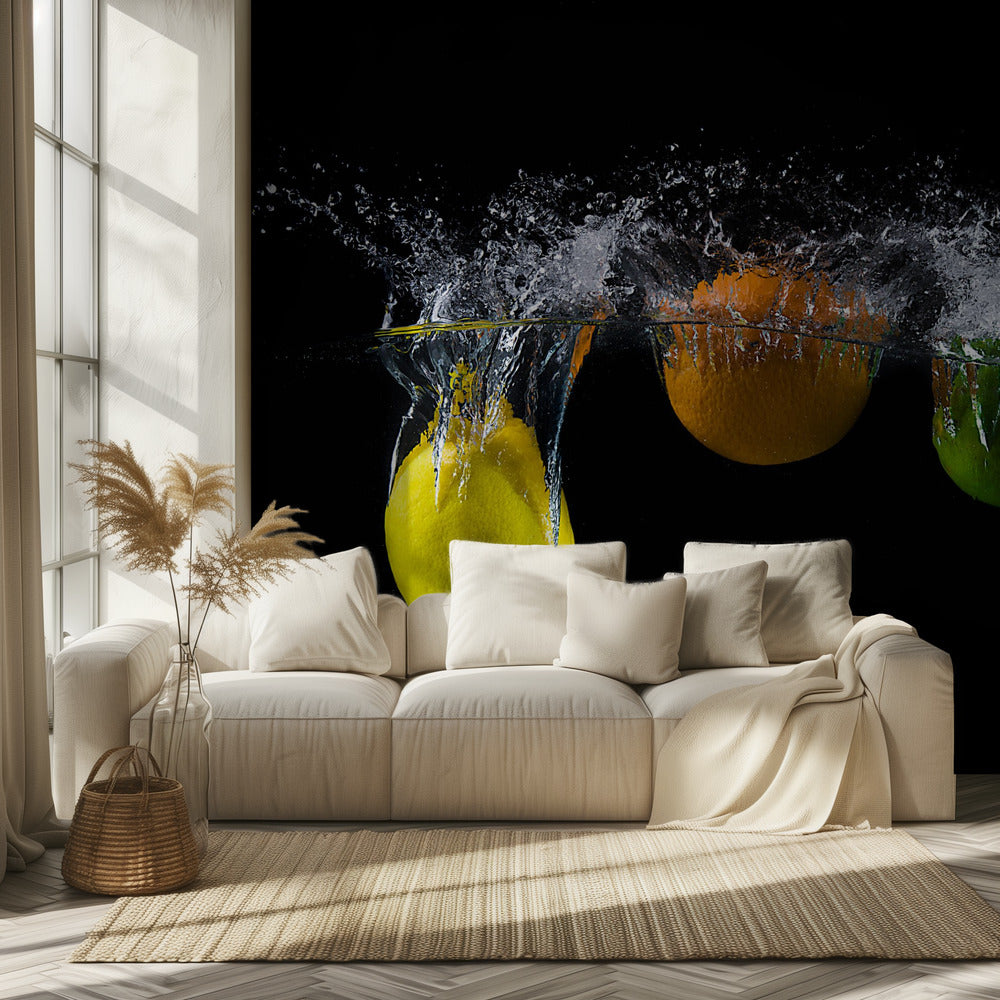 Driedubbele citrus splash | Behang