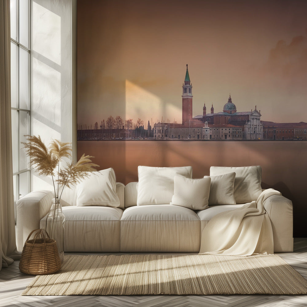 Roze zonsopgang in Venetië | Behang