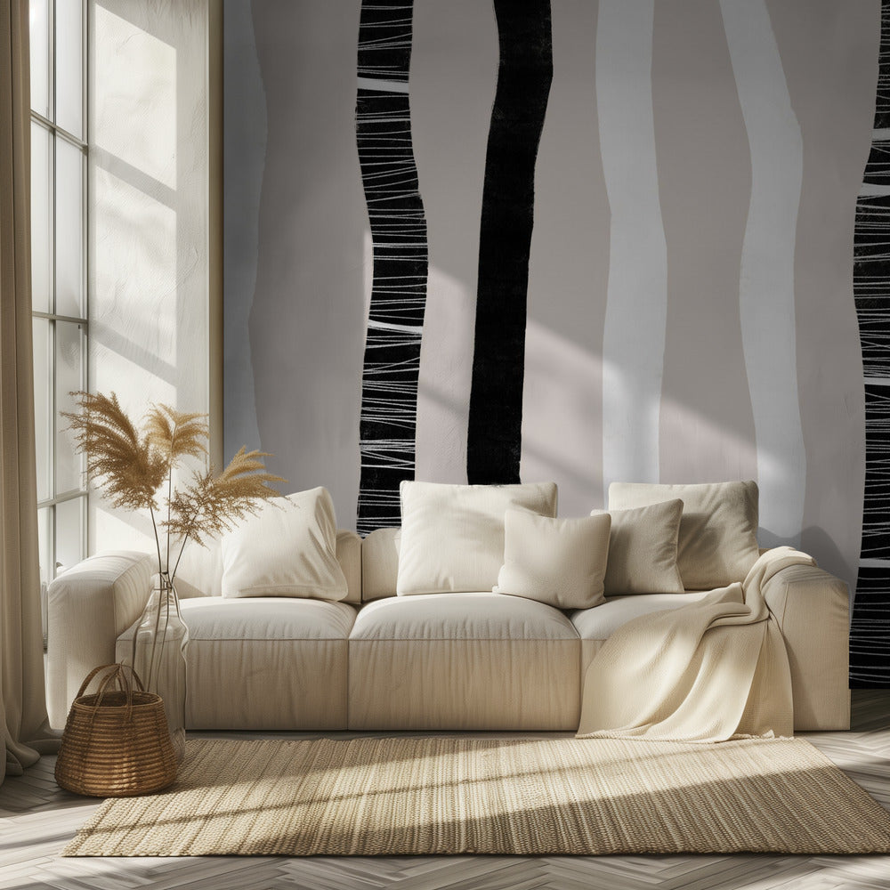verticale zwart-witte strepen | Behang