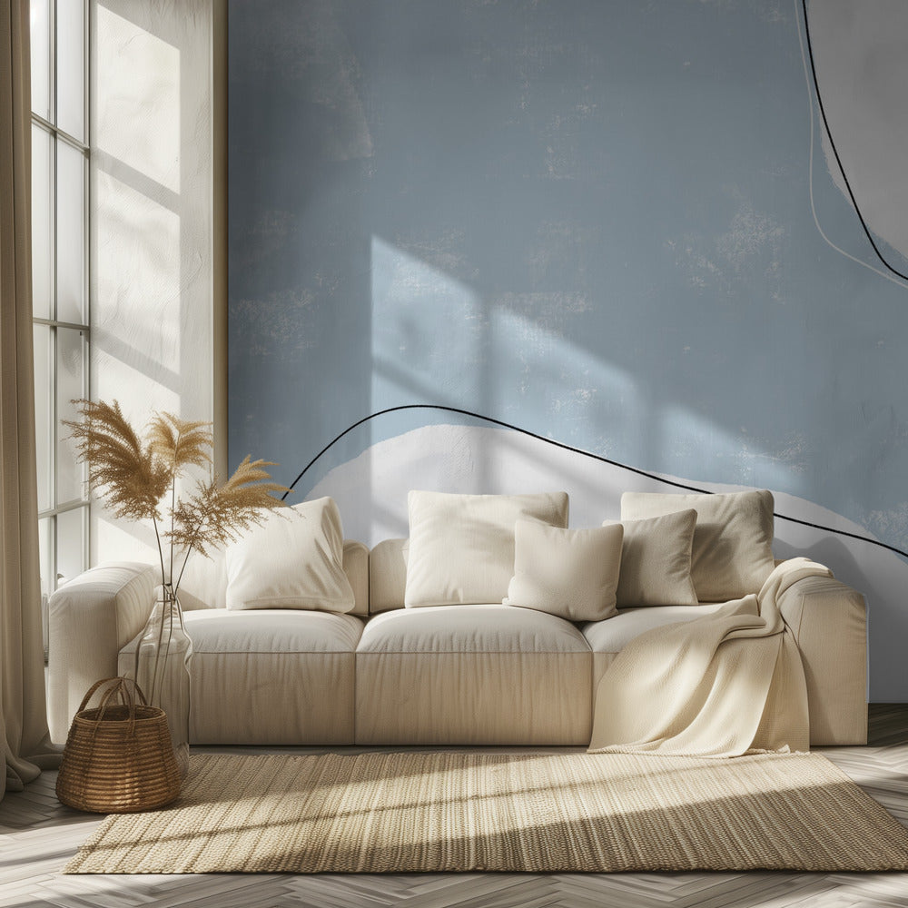Blue And White Tones With Fluid Lines | Wallpaper