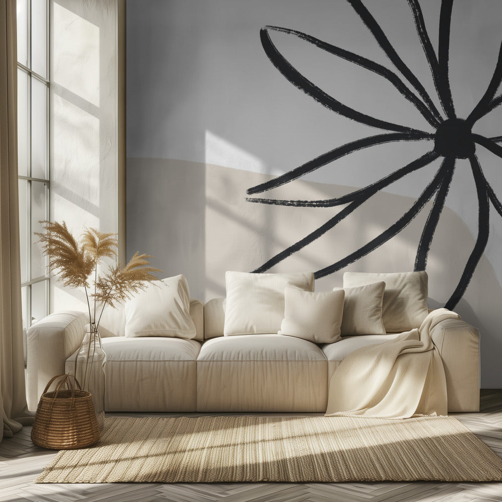 Bloemen en crème | Behang